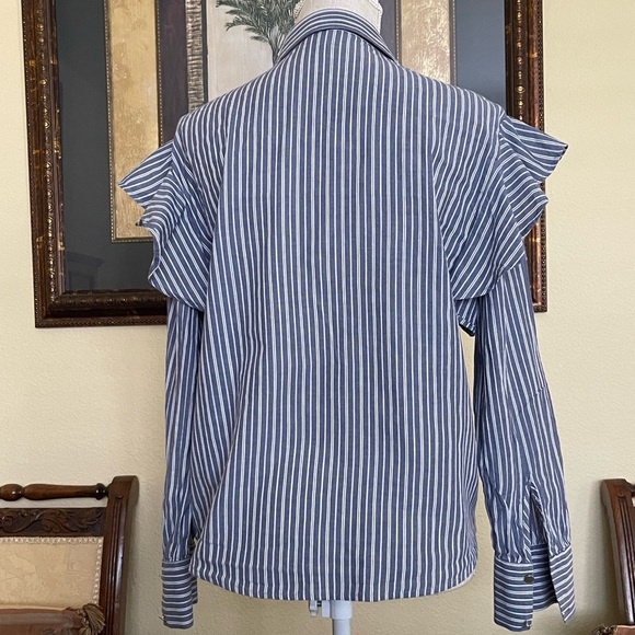 Oliver Bonas frilled pinstripe shirt blouse - Picture 6 of 11